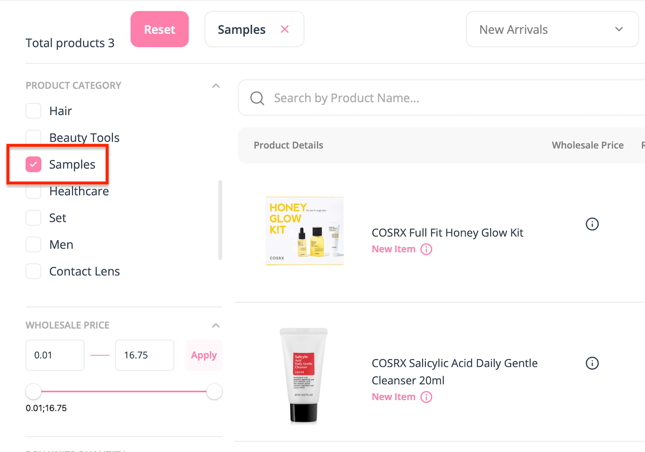 How to find samples screenshot