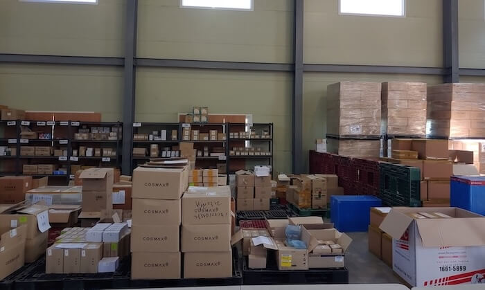 K-beauty skincare products in South Korea warehouse