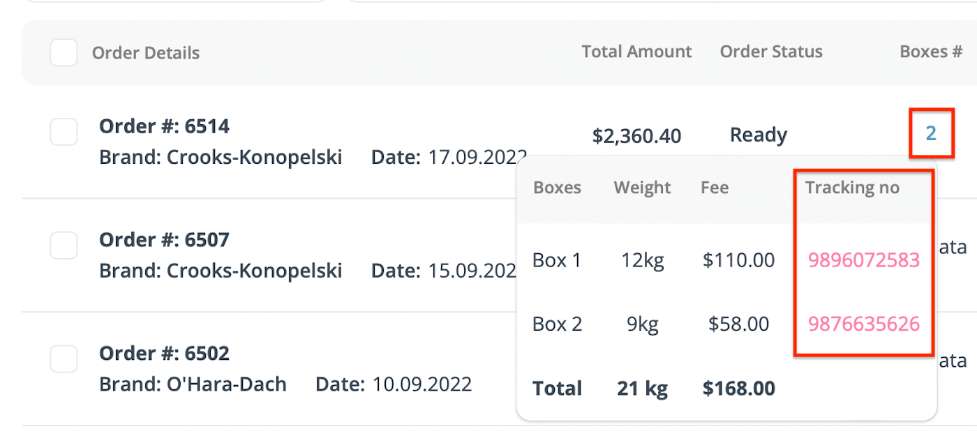 Tracking Order Screenshot
